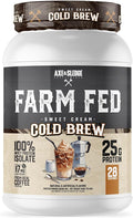 Axe &amp Sledge Farm Fed 100% Whey Protein Isolate | 25g Protein | Low Carb Low Sugar Gluten Free | Protein Powder for Men and Women | Keto | Made in The USA | 28 Servings Sweet Cream Cold Brew