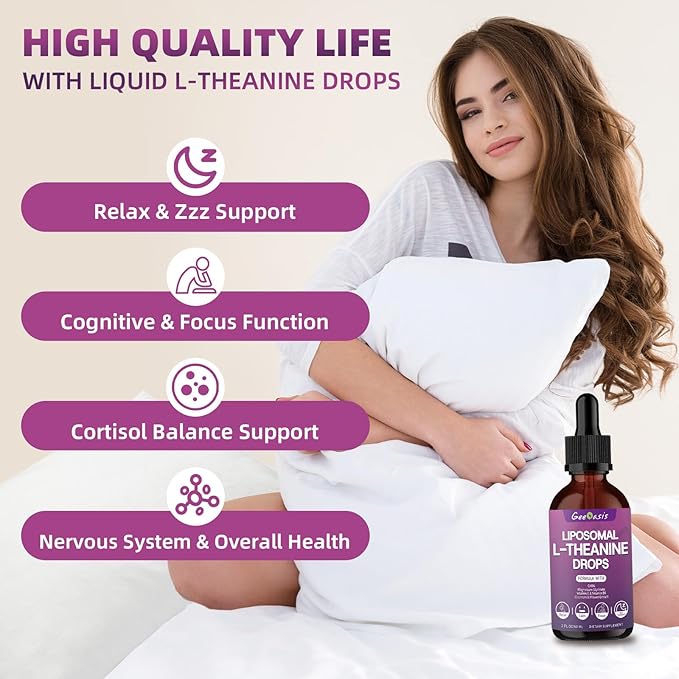 Liposomal Liquid Calcium Citrate &amp L-Theanine with GABA Drops Immune &amp Overall Health Zzz &amp Relaxation Support