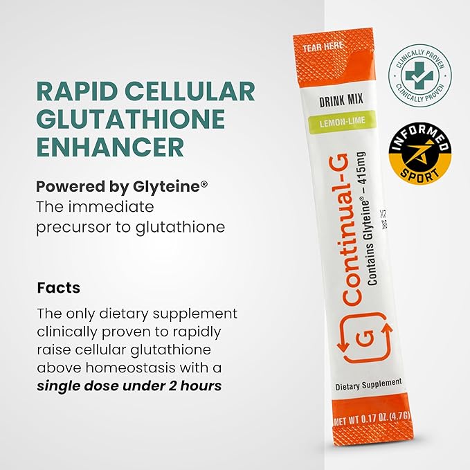 CONTINUAL - G Powder - Clinically Proven Cellular Glutathione Precursor | Benefit of Glyteine &amp Sunfiber | Immune Support Master Antioxidant Detox Brain Health &amp Skin Care | 40 Sachets