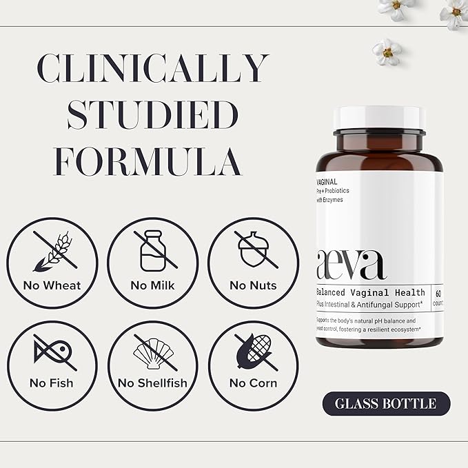 Aeva Vaginal Probiotic: Probiotics + Prebiotics + Enzymes + Fulvic Acid – Supports Vaginal Microbiome Health Yeast Balance Candida &amp Gut Wellness – Functional Medicine Formula – Made in Californ