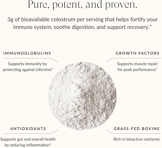 Beam Colostrum Powder – Grass-Fed Bovine Colostrum Supplement 3g Per Serving Colostrum for Gut Health Immune System &amp Digestive Health Support Non-GMO Third-Party Tested 30 Servings