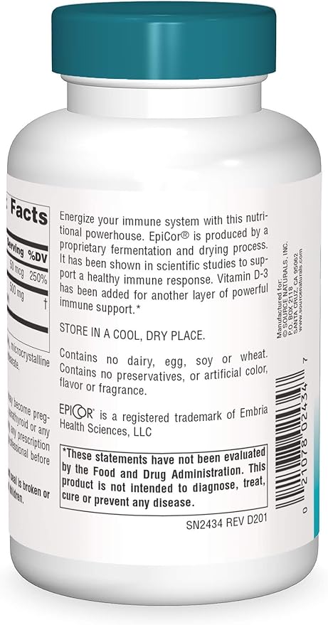 Source Naturals Wellness EpiCor with Vitamin D-3 for Heightened Immune Defense* - 120 Capsules