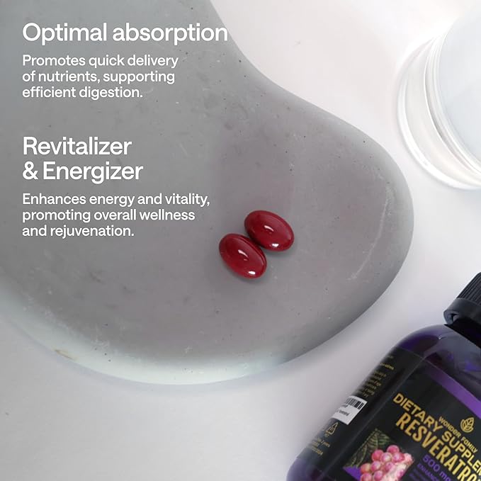 Gym Endurance Bundle - Resveratrol for Heart Support - Creatine Monohydrate Gummies 5g for Muscles - 60 Resveratrol 500MG Softgels 120 Creatine Chewables