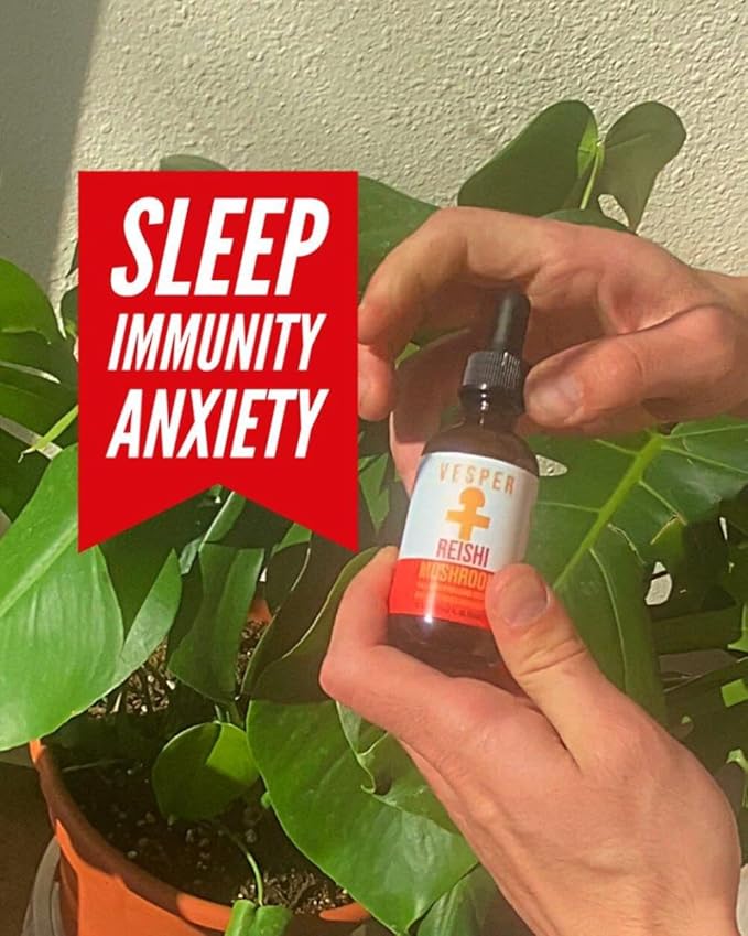 Vesper Reishi Mushroom Liquid Extract - Double Extraction with Wild Huckleberries for Relaxation Stress Relief Immune Support USA-Grown for Calm &amp Restful Sleep – 2oz