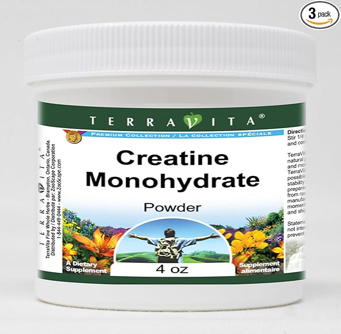 Terravita Creatine Monohydrate Powder (4 oz ZIN: 510888) - 3 Pack