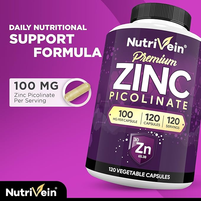 Nutrivein Premium Zinc Picolinate Zinc Gluconate &amp Liposomal Glutathione Supplement Bundle: Glutathione Liposomal Supplement &amp Zinc Supplements for Men &amp Women - Immunity Digestion Det