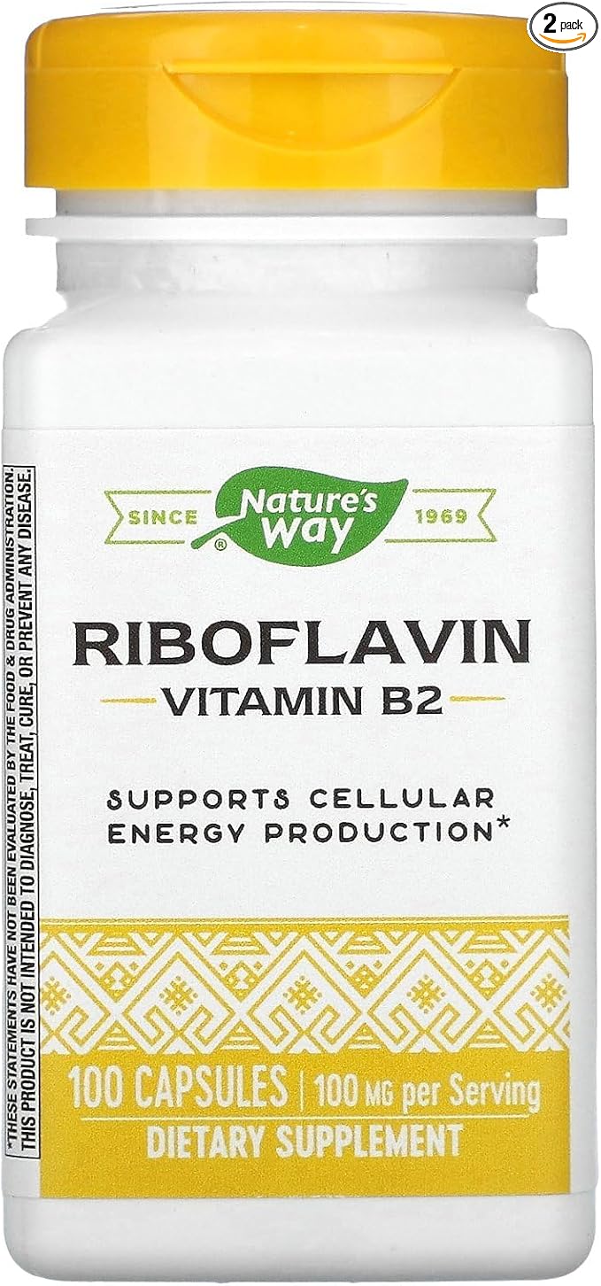 Nature's Way Vitamin B2 100 mg Riboflavin 100 Capsules Pack of 2