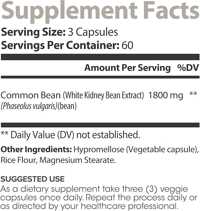 Lumen Naturals White Kidney Bean for Women - 1800mg Per Serving - Veggie Capsules - 180 Count - 60 Servings