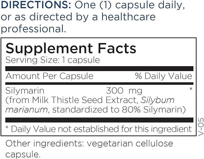 Metabolic Maintenance Silymarin - 300 mg Standardized 80% Milk Thistle Supplement - Liver Cleanse + Detox Support No Fillers (60 Capsules)