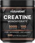 NatureBell Creatine Monohydrate Powder - 500g - Micronized Powder - Delivers 5000mg Creatine Per Serving - Pre-Workout or Post-Workout Support* - Vegan &amp Keto Friendly - Unflavored