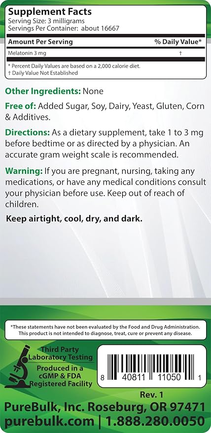 Melatonin Powder (50 Grams)