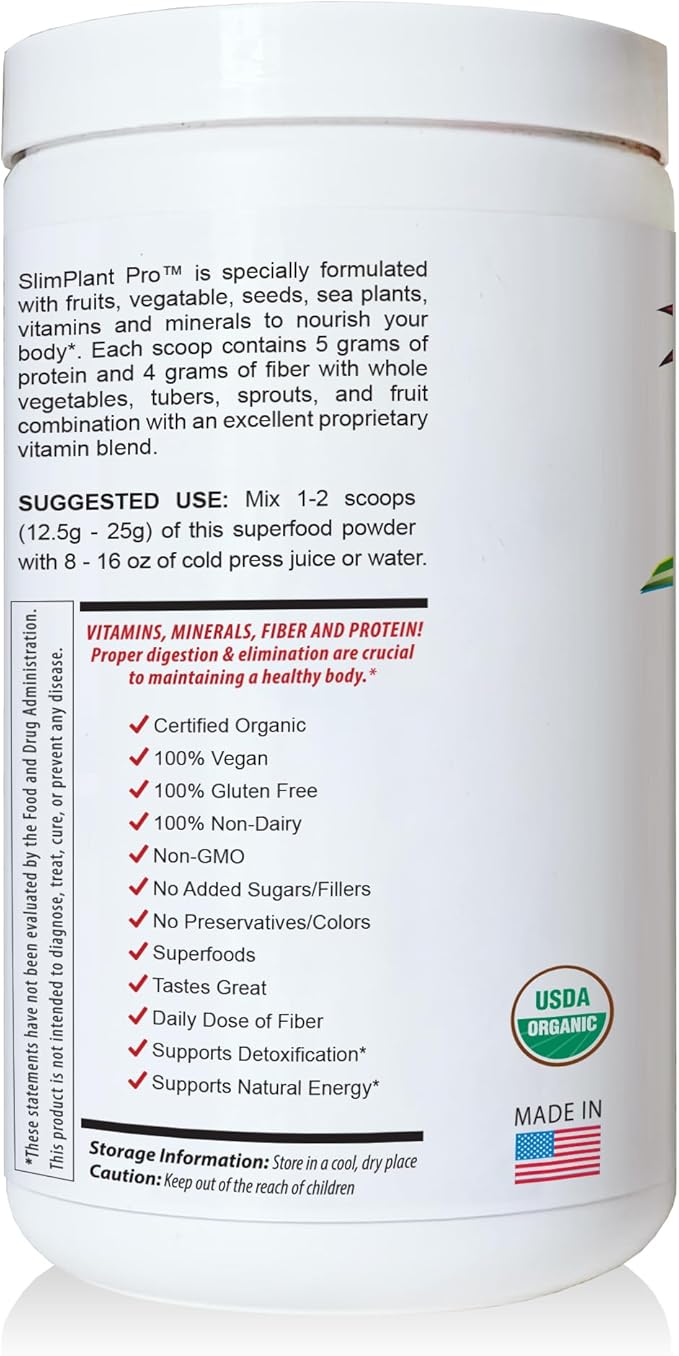 SlimPlant Pro - All Natural Superfood Protein Powder w/ 35 Vitamins Minerals and Whole Food-Sourced Ingredients (13.2 Ounces)