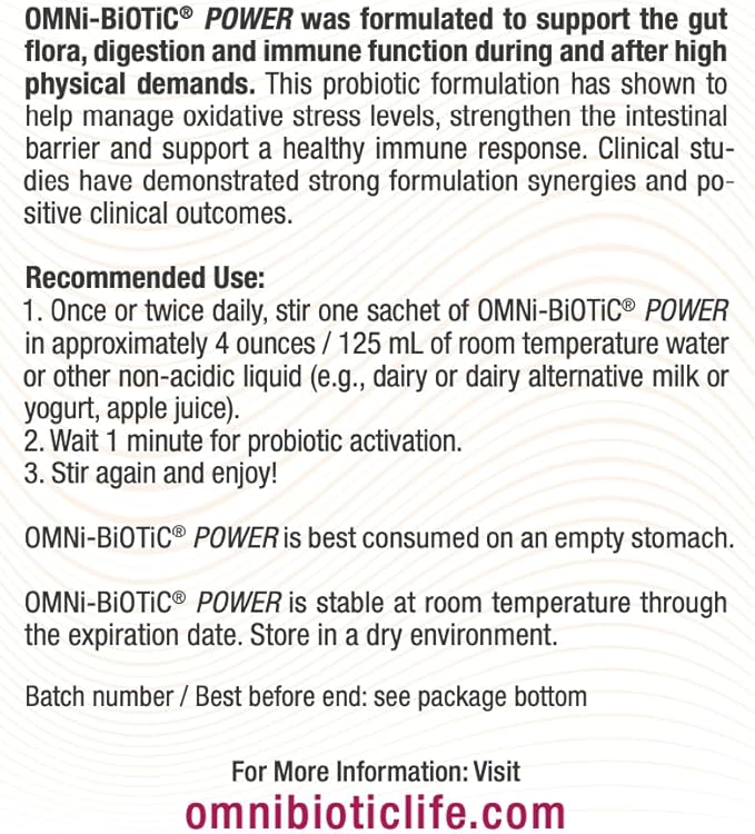Power High Performance Daily Probiotic Supplement - Probiotic Powder with Magnesium Citrate for an Active Lifestyle - Supports Gut Health Muscle Recovery and Energy - Vegan Non-GMO (30 Servings)