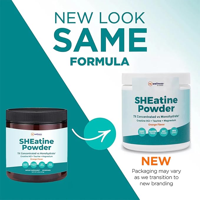 Reignite Wellness by JJ Virgin | SHEatine Powder | Creatine Trifecta for Powerful Aging | Creatine HCL Taurine &amp Magnesium Glycinate | Orange Flavor 60 Servings