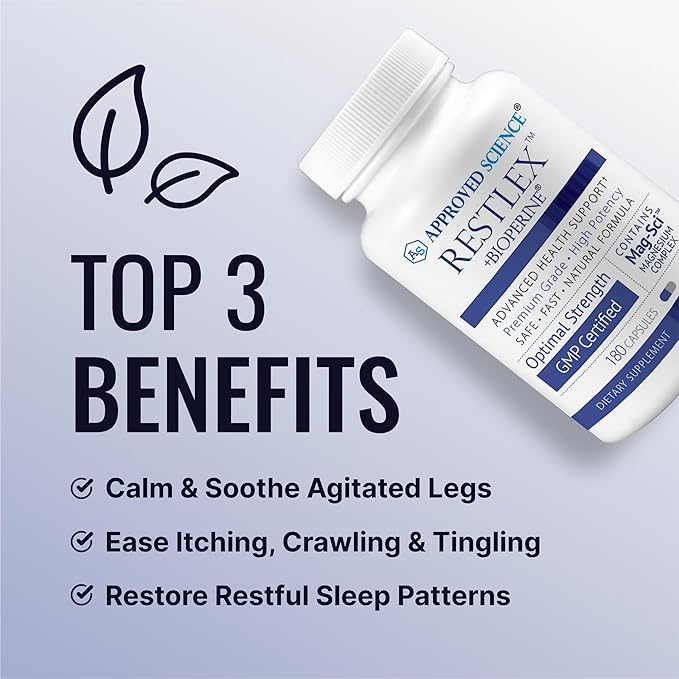 Approved Science Restlex - 420 mg Magnesium Glycinate Blend L-theanine 200 mg - 180 Capsules - 1 Bottle