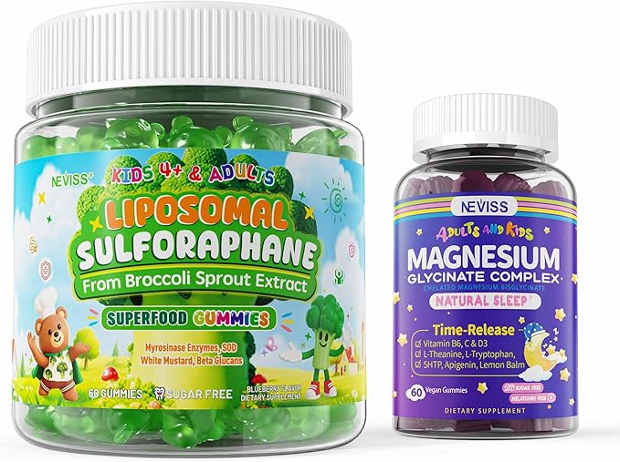 2pack Liposomal Sulforaphane Gummies + 1pack Magnesium Glycinate Gummies for Kids 4+ &amp Adults