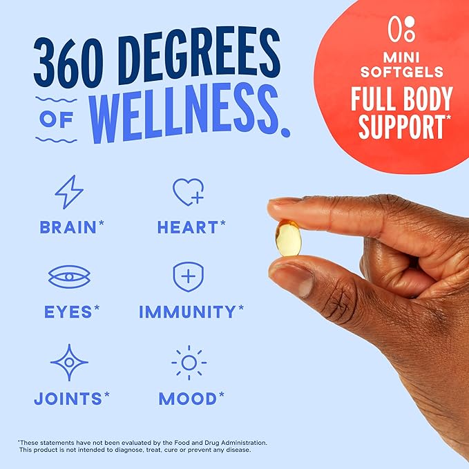 Oceanblue Professional Omega-3 2100mg Mini Fish Oil Softgels - Triple Strength High Potency EPA DHA &amp DPA - Burpless Wild-Caught Natural Orange Flavor - 120 Count