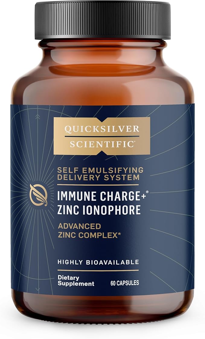 Quicksilver Scientific Immune Charge+ Zinc Ionophore - Zinc Supplement Complexed with Quercetin Luteolin Hesperetin Immune + GI Support (60 Capsules)