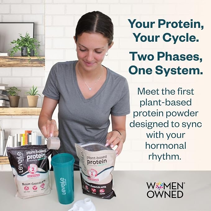 Boom Chocolata Cycle-Syncing Plant-Based Protein Powder Set | Pea &amp Pumpkin Protein | Gut-Friendly with Iron Fiber &amp Vegan Lactoferrin | No Artificial Sweeteners