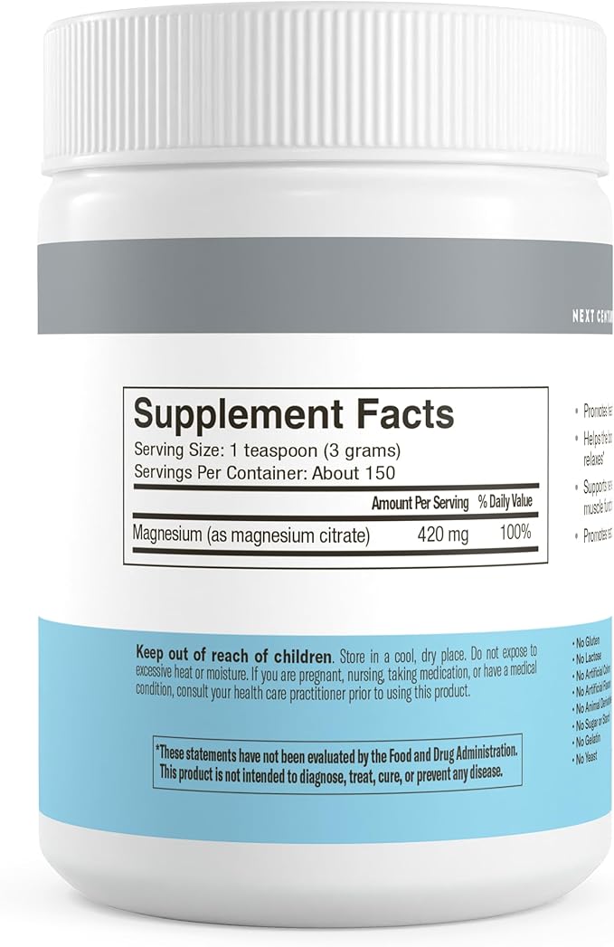 Magnesium Citrate Powder – Pure Magnesium Powder Drink Mix for Relaxation Digestion &amp Muscle Support – Made in USA Gluten-Free Vegan Magnesium Supplement for Adults &amp Children – 16 oz