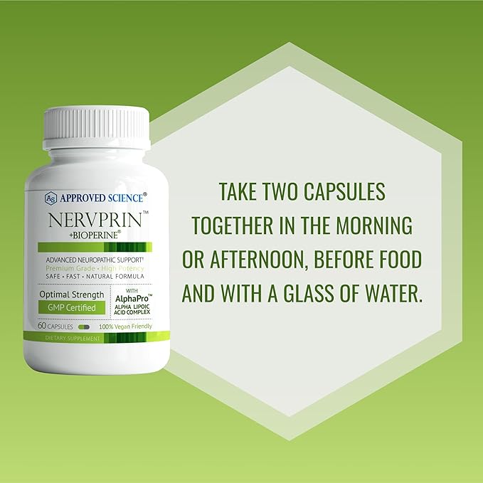 Approved Science Nervprin - Nerve Support - Benfotiamine B12 R-Alpha-Lipoic Acid Corydalis Boswellia BioPerine - 60 Capsules - Made in The USA