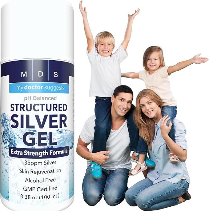 Structured Colloidal Silver Gel Extra Strength - Topical Cooling - pH Balanced 35ppm Structured Silver Provides Soothing Relief of Burns &amp Skin Irritations