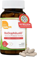 Zahler BioDophilus60 60 Billion CFU Probiotic + Prebiotic - 11 Strains Daily Probiotic Supplement - Kosher Probiotics for Women for Digestive Health Probiotics for Men for Gut Health (60 Capsules)
