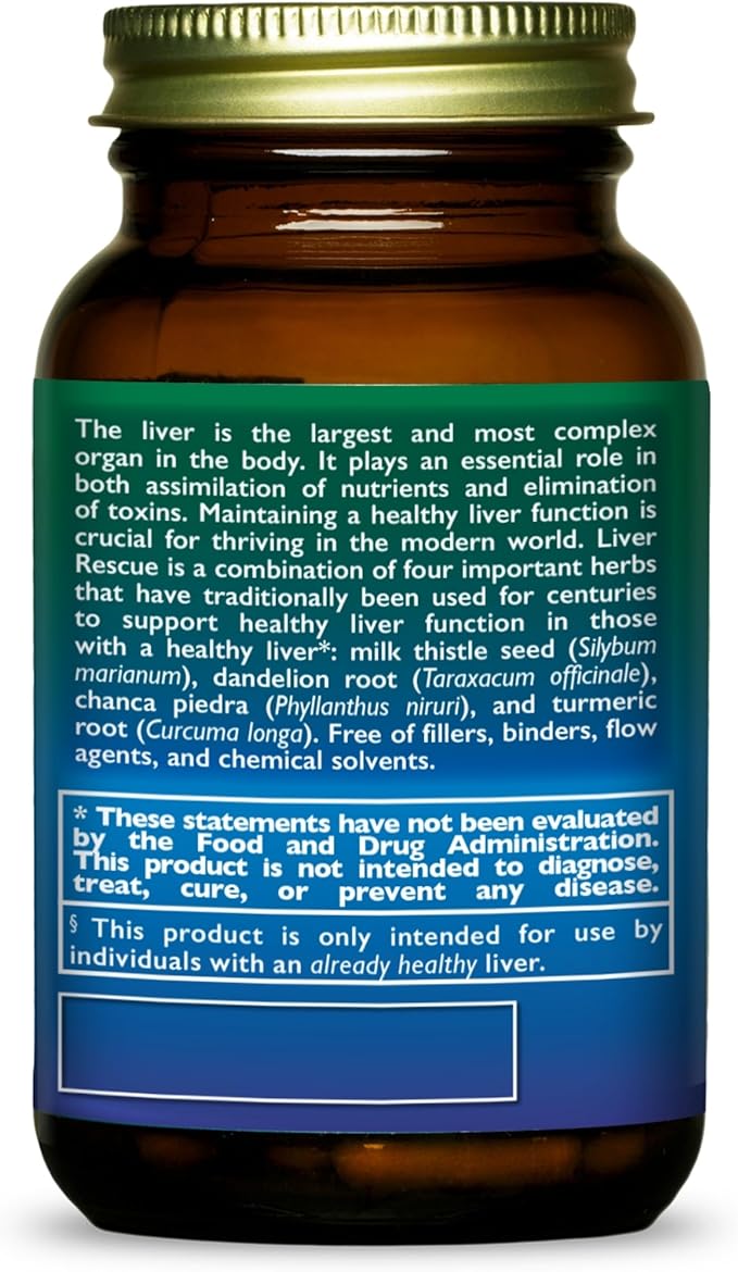 HEALTHFORCE SUPERFOODS Liver Rescue - Natural Liver Cleanse - with Milk Thistle &amp Dandelion Root - Gluten-Free &amp Vegan - 60 Capsules