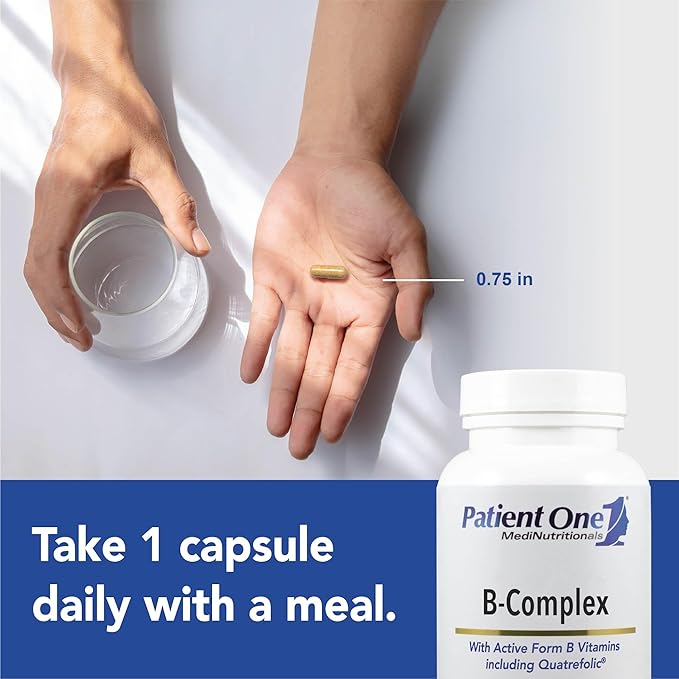 Patient One B-Complex | Supplement to Support Energy and Heart and Brain Health* | Active B Vitamins with Quatrefolic | 120 Capsules