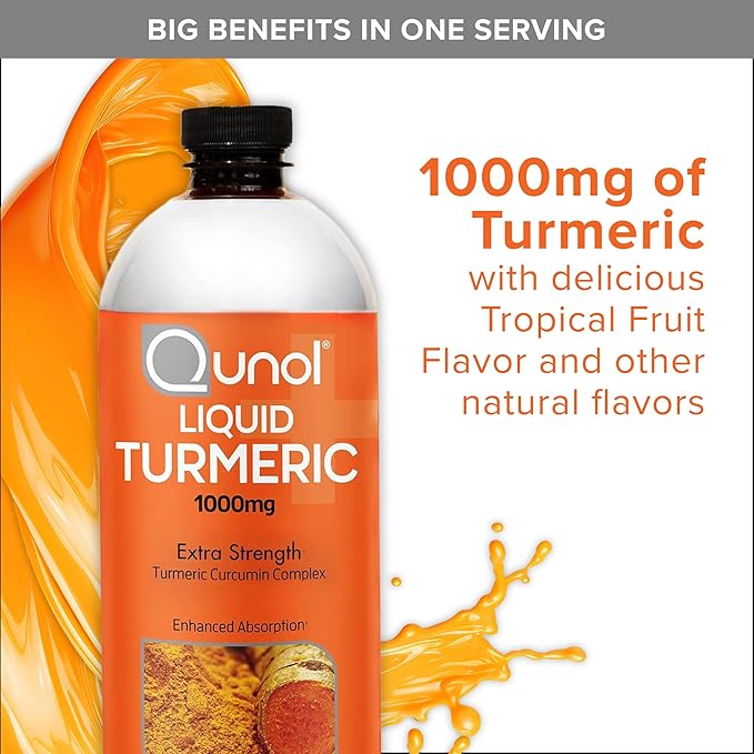 Qunol Liquid Turmeric Curcumin with Black Pepper 1000 Milligram Supports Healthy Inflammation Response and Joint Support Dietary Supplement Extra Strength 60 Servings 30.4 fl oz (pack of 1)