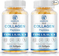 Multi Collagen Peptides for Women &amp Men Hydrolyzed Collagen Peptides-Type I II III V X - with Hyaluronic AcidVitamin CBiotinSupports Skin Hair Nail Non-GMO560 Softgels