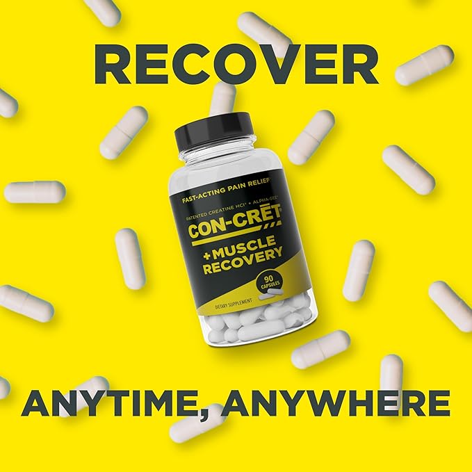 CON-CRET Creatine HCl + Muscle Recovery with Alpha-GEE® Supports Muscle Recovery Reduces Soreness Restores Muscle Health 90 Capsules