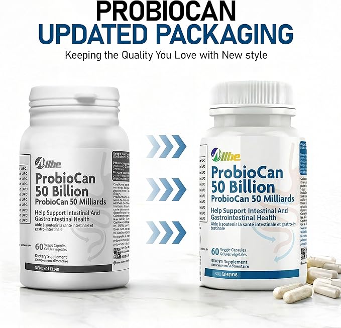 ProbioCan - Probiotic 50 Billion CFU (60 Servings) 11 Strains of Lactobacillus &amp Bifidobacteria Supports Digestive Health &amp Immune Function Probiotics for Women &amp Men - Pack of 1