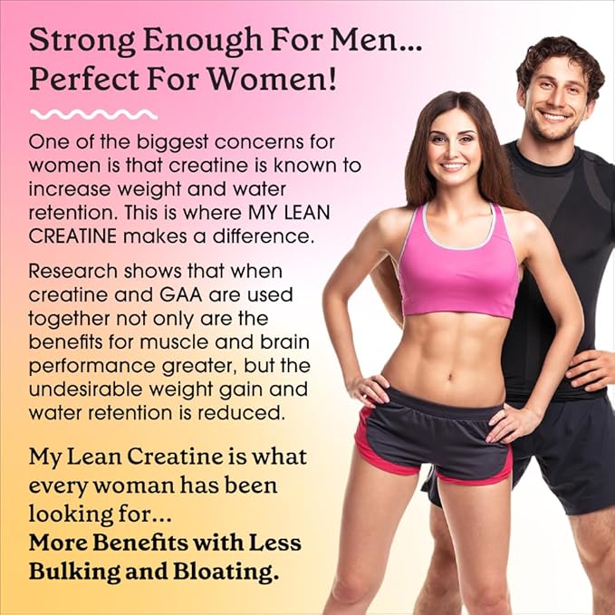 Fit &amp Lean Creatine for Women My Lean Creatine Powder Complex with GAA Muscle Performance Cognitive Function and Less Bloating Reduced Water Retention Unflavored 50 Servings