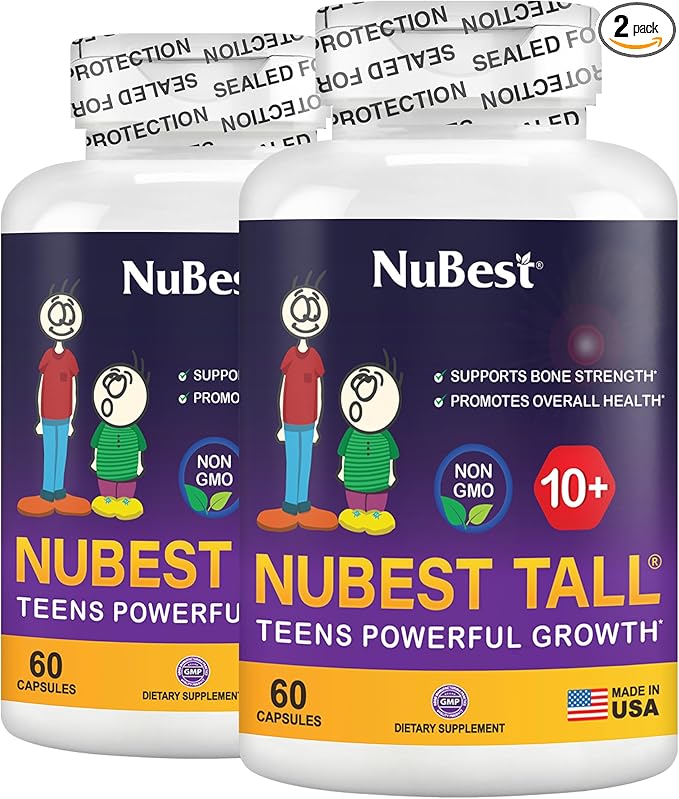 NuBest Tall 10+ - Advanced Bone Strength Formula - Supports Immunity Healthy Development &amp Optimal Wellness - for Children (10+) &amp Teens Who Drink Milk Daily - Pack 2 | 2 Months Supply