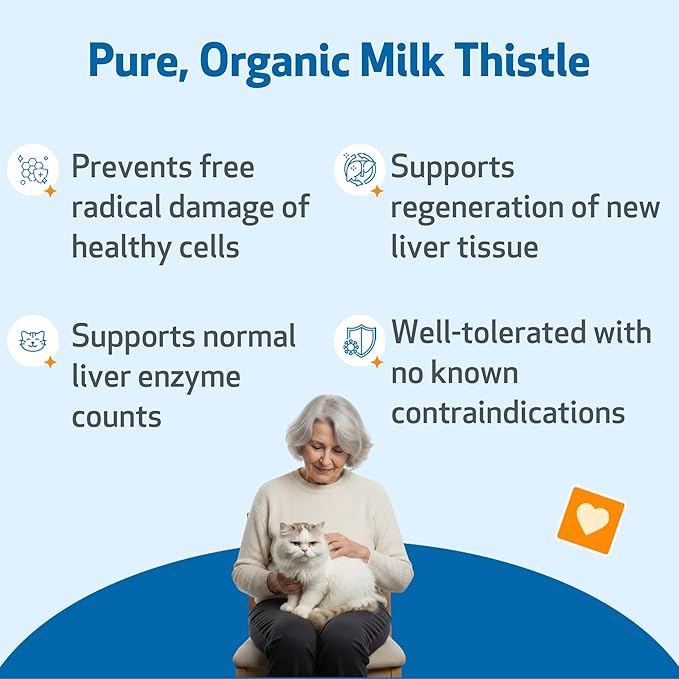 Pet Wellbeing Milk Thistle for Cats - Organic Herb Milk Thistle Liver Detox Support Antioxidants - NASC Certified &amp Vet-Formulated - 4 oz Liquid