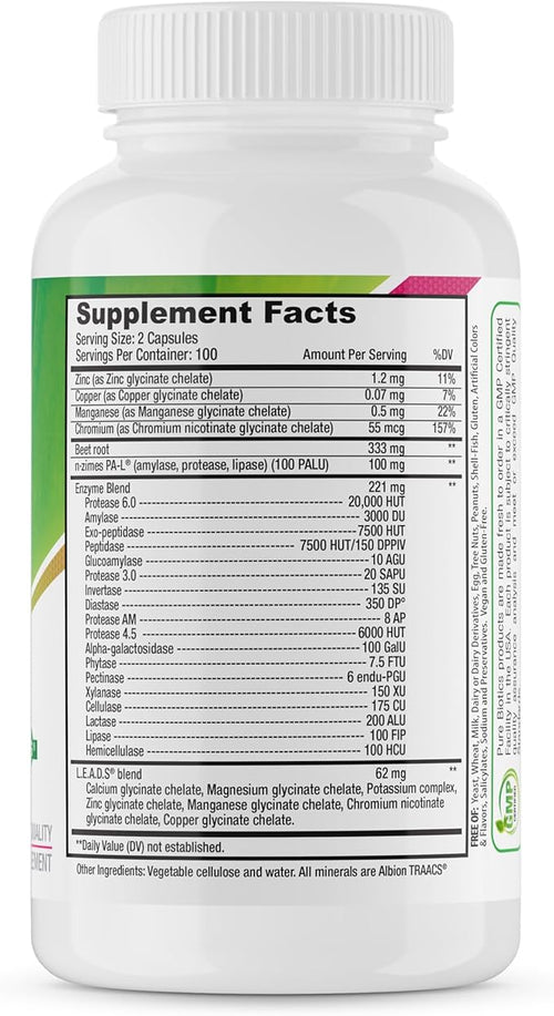 Active DigestZyme - Complete Digestive Enzyme Supplement | Bloating &amp Gas Relief Gut &amp Pancreas Support | Helps Digest Gluten Dairy &amp Proteins | Vegan Non-GMO | 200 Capsules