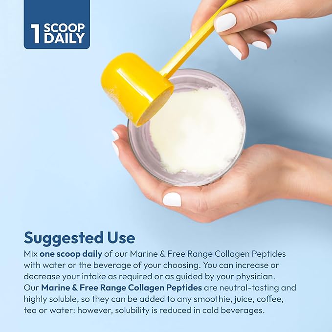 ANDREW LESSMAN Marine Free Range Collagen Peptides Powder and MSM 60 Servings - Supports Radiant Smooth Soft Skin Comfortable Joints. Super Soluble No Fishy Flavor No Additives Non-GMO