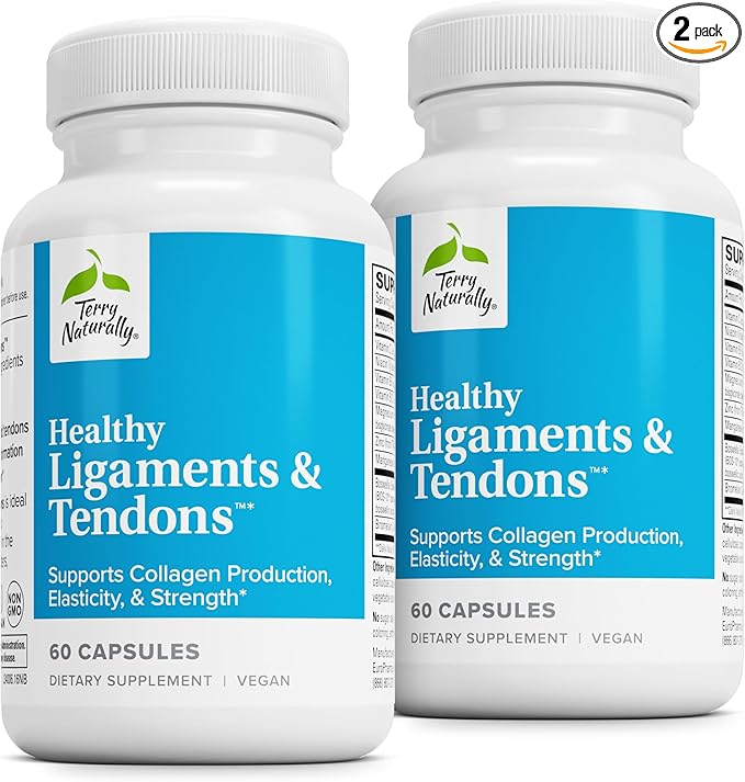 Terry Naturally Healthy Ligaments &amp Tendons - Dietary Supplement for Connective Tissue &amp Joint Lubrication Support - Non-GMO Formula to Aid Ligament &amp Muscle Health - 60 Capsules 2 Pack