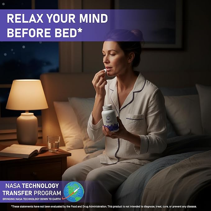 Sleeping Aid Supplement - Natural Sleep Supplement Tablets with Valerian Root Passionflower Magnesium Melatonin Soothing Herbs for Relaxation and Sleep - NASA Technology 60 ct