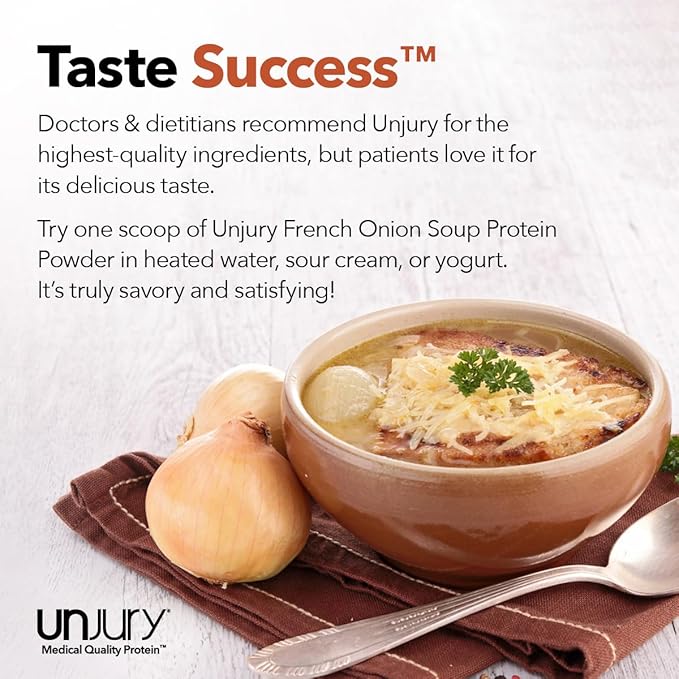 Unjury Whey Protein Powder | French Onion High Protein Soup | 21g 100% Whey Isolate Protein Powder | Low Carb and Lactose Free | Gluten Free | Certified Kosher | 15 Servings