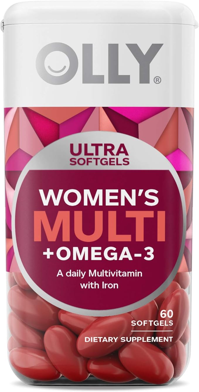 OLLY Ultra Women's Multi Softgels &amp Probiotic + Prebiotic Gummy Digestive Support and Gut Health 500 Million CFUs Fiber Adult Chewable Supplement for Men and Women Peach 30 Day Supply - 30 C