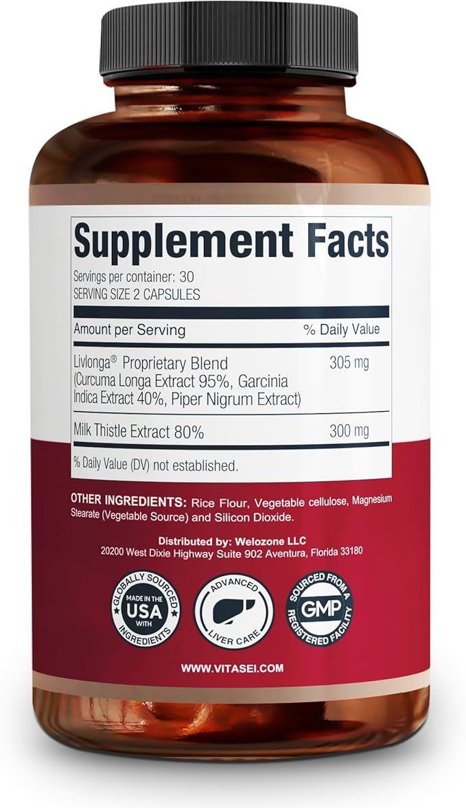 VITASEI Liver Cleanse Detox &amp Repair Liver Complex W/Milk Thistle Extract Garcinia Curcumin C3 Support Herbal Dietary Supplement Detox Formul for Women &amp Men 60 Capsules