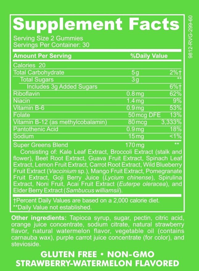 Baby Blues Green Goddess Gummies 60 Count Dietary Supplement Plant-Based Gummy Form