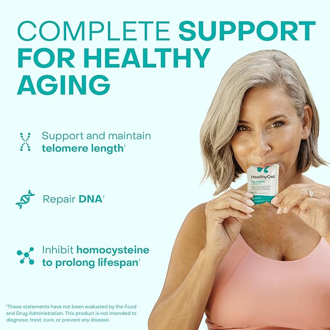 HealthyCell Telomere Length Supplement - Anti-Aging Telomere Lengthening Supplements with Phytonutrients &amp Vitamins for Cellular Health - AC-11 Astragalus &amp Resveratrol - 30 Gel Packs Grape