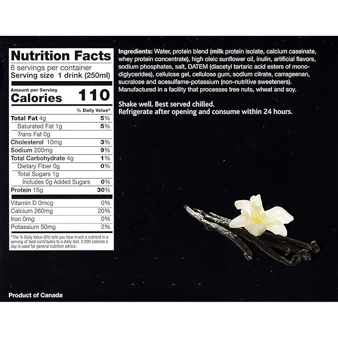PROTIFIT - 6 Pack High Protein Ready to Drink 15g Protein Low Calorie Low Fat Low Carb Low Sugar Gluten Free Ideal Protein Compatible 6 Servings Per Box (Vanilla)