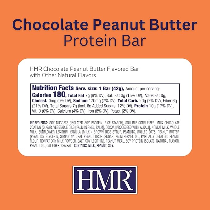 HMR Chocolate Peanut Butter &amp Iced Oatmeal Protein Bars 24 Count Each | 10g Protein | Low Calorie Nutritious Snack &amp Dessert | Supports Weight Maintenance | Tasty Meal Replacement or On-the-