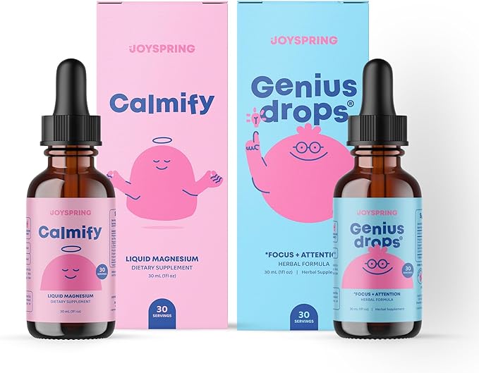 JoySpring Calmify Magnesium Glycinate and Genius Drops for Kids