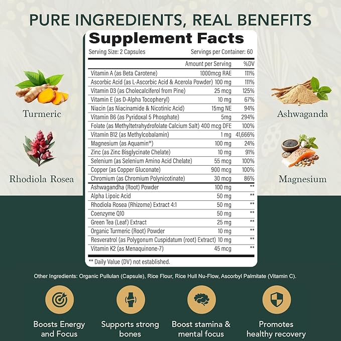 Men &amp Women’s Multivitamin Bundle – Daily Methylated Vitamins with Clean Organic Ingredients – Energy Vitality &amp Immune Support – 120 &amp 30 Capsules – Natural Wellness for Adults