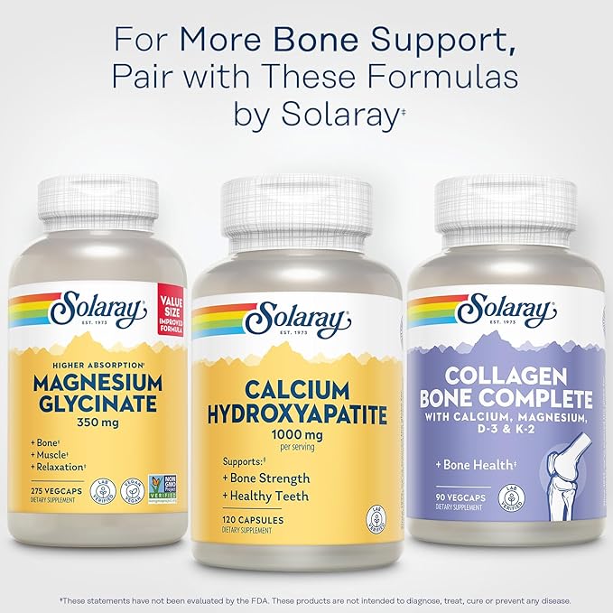 Solaray Calcium Hydroxyapatite 1000mg - Calcium Supplements for Women &amp Men Hydroxyapatite Powder Capsules Healthy Teeth and Bone Support - 120 Capsules